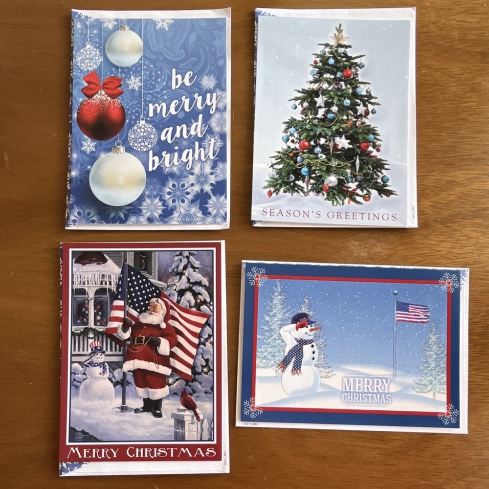 DAV Christmas Greeting Cards‎ Set of 4 Decorative Santa Claus Snowman Multicolor
